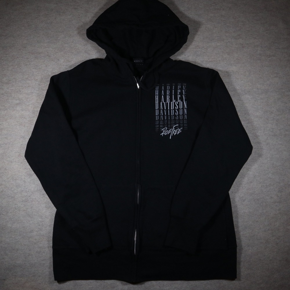 Harley-Davidson Mens Black Hills Rapid City Zip Hoodie Black Fall Essentials L